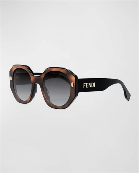 Fendi Logo Round Acetate Sunglasses 